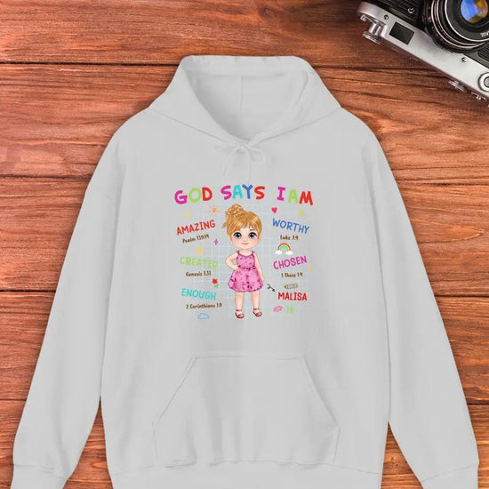 God Says I Am Amazing - Personalized Gifts For Kids - Unisex Hoodie from PrintKOK costs $ 51.99