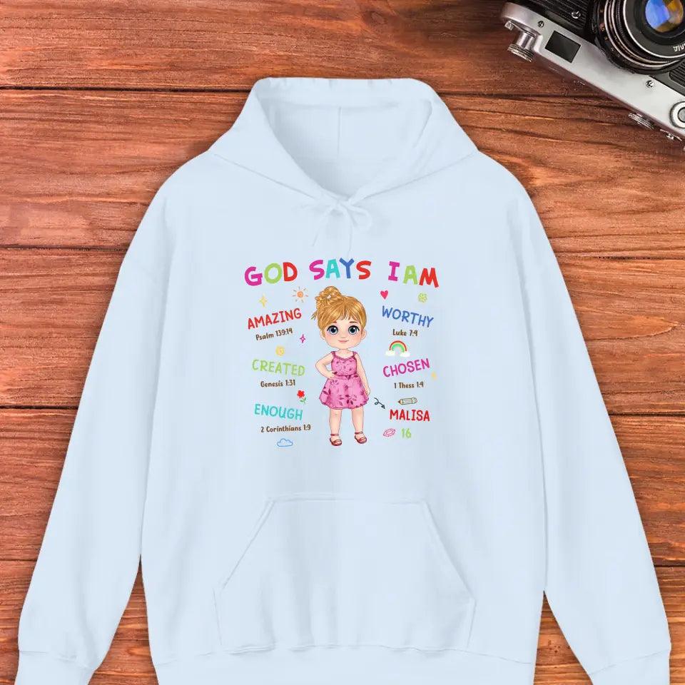 God Says I Am Amazing - Personalized Gifts For Kids - Unisex Sweater from PrintKOK costs $ 51.99