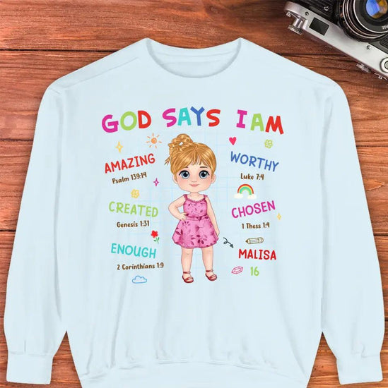 God Says I Am Amazing - Personalized Gifts For Kids - Unisex T-Shirt from PrintKOK costs $ 45.99