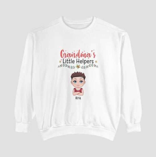 Grandma's Little Helpers - Personalized Family Sweater from PrintKOK costs $ 45.99