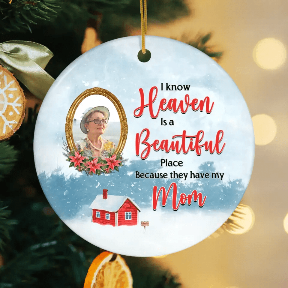 Heaven is the peaceful place - Custom Photo - Personalized Gifts For Mom - Acrylic Ornament from PrintKOK costs $ 23.99