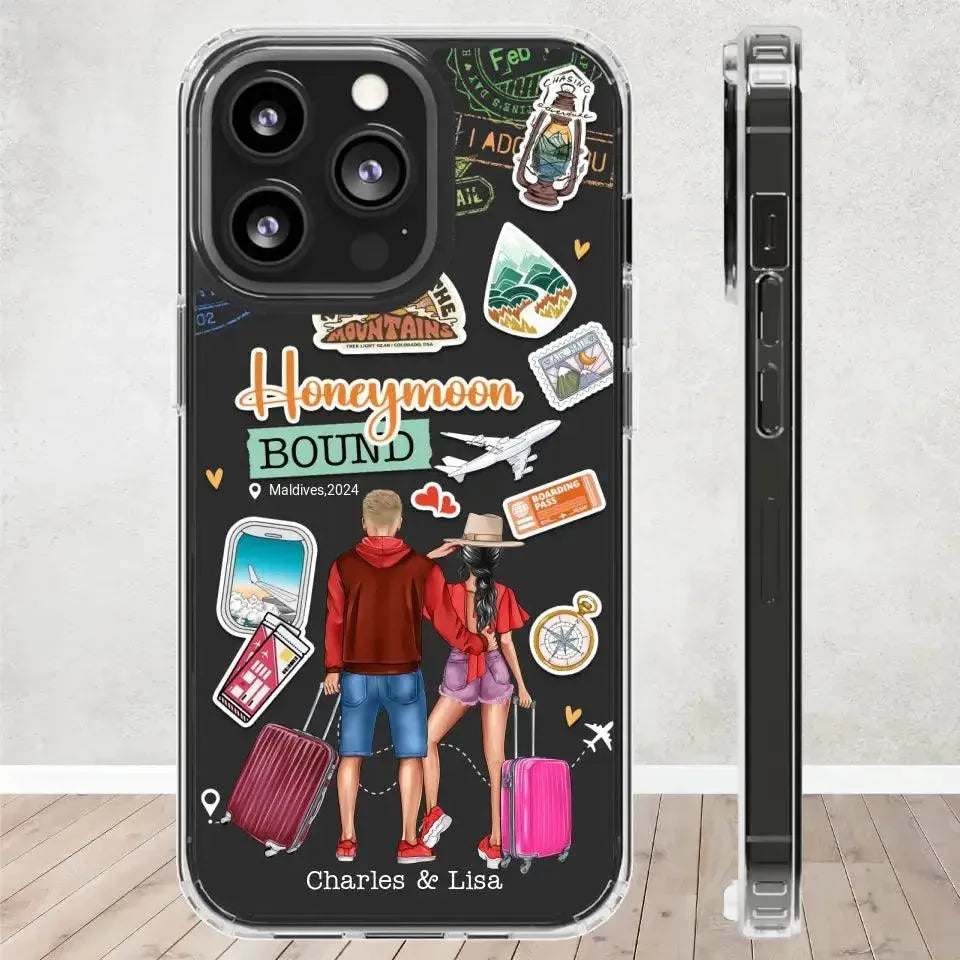 Honeymoon Bound - Personalized Gifts For Couples - Clear Phone Case from PrintKOK costs $ 27.99