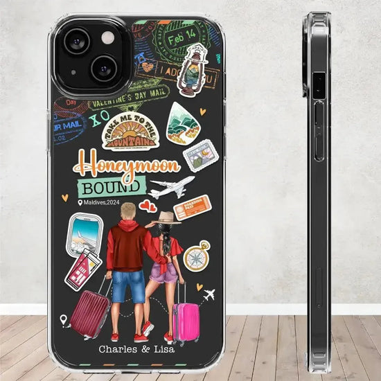 Honeymoon Bound - Personalized Gifts For Couples - Clear Phone Case from PrintKOK costs $ 27.99