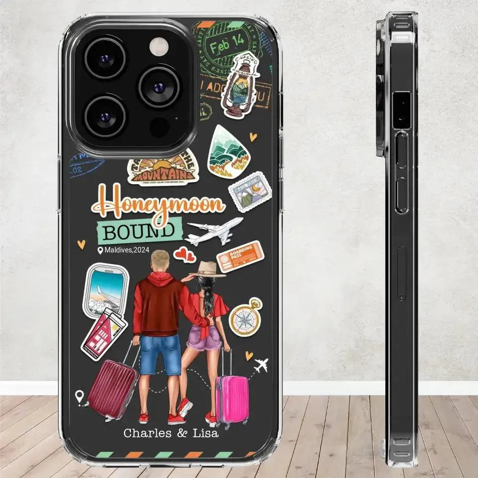 Honeymoon Bound - Personalized Gifts For Couples - Clear Phone Case from PrintKOK costs $ 27.99