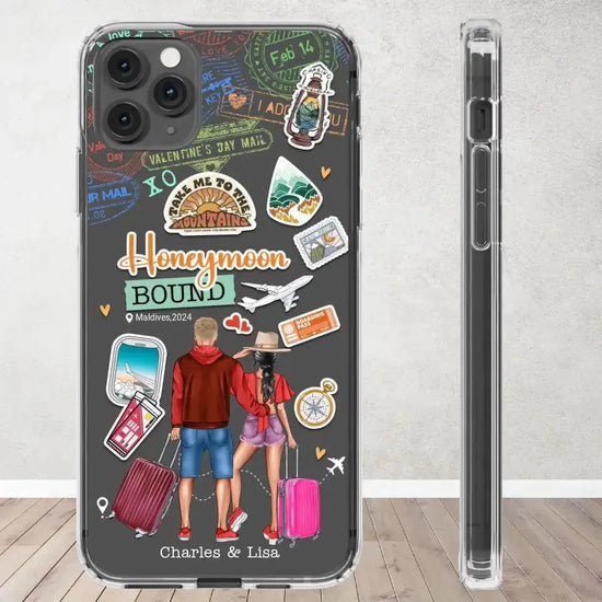 Honeymoon Bound - Personalized Gifts For Couples - Clear Phone Case from PrintKOK costs $ 27.99