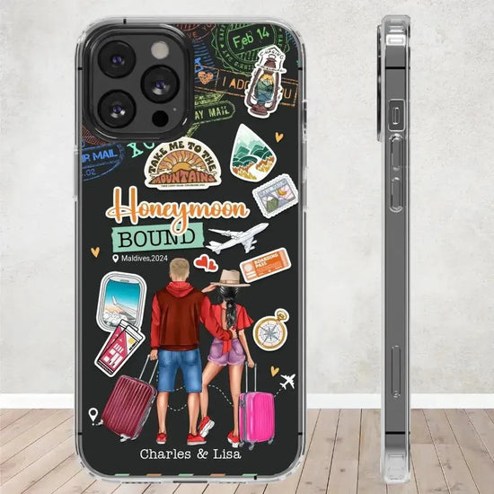 Honeymoon Bound - Personalized Gifts For Couples - Clear Phone Case from PrintKOK costs $ 27.99