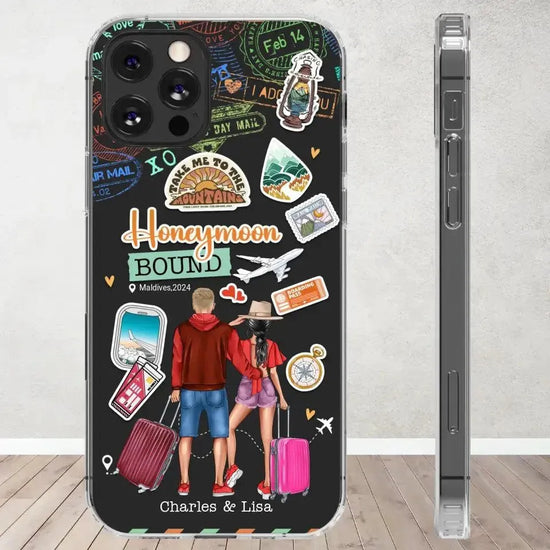 Honeymoon Bound - Personalized Gifts For Couples - Clear Phone Case from PrintKOK costs $ 27.99