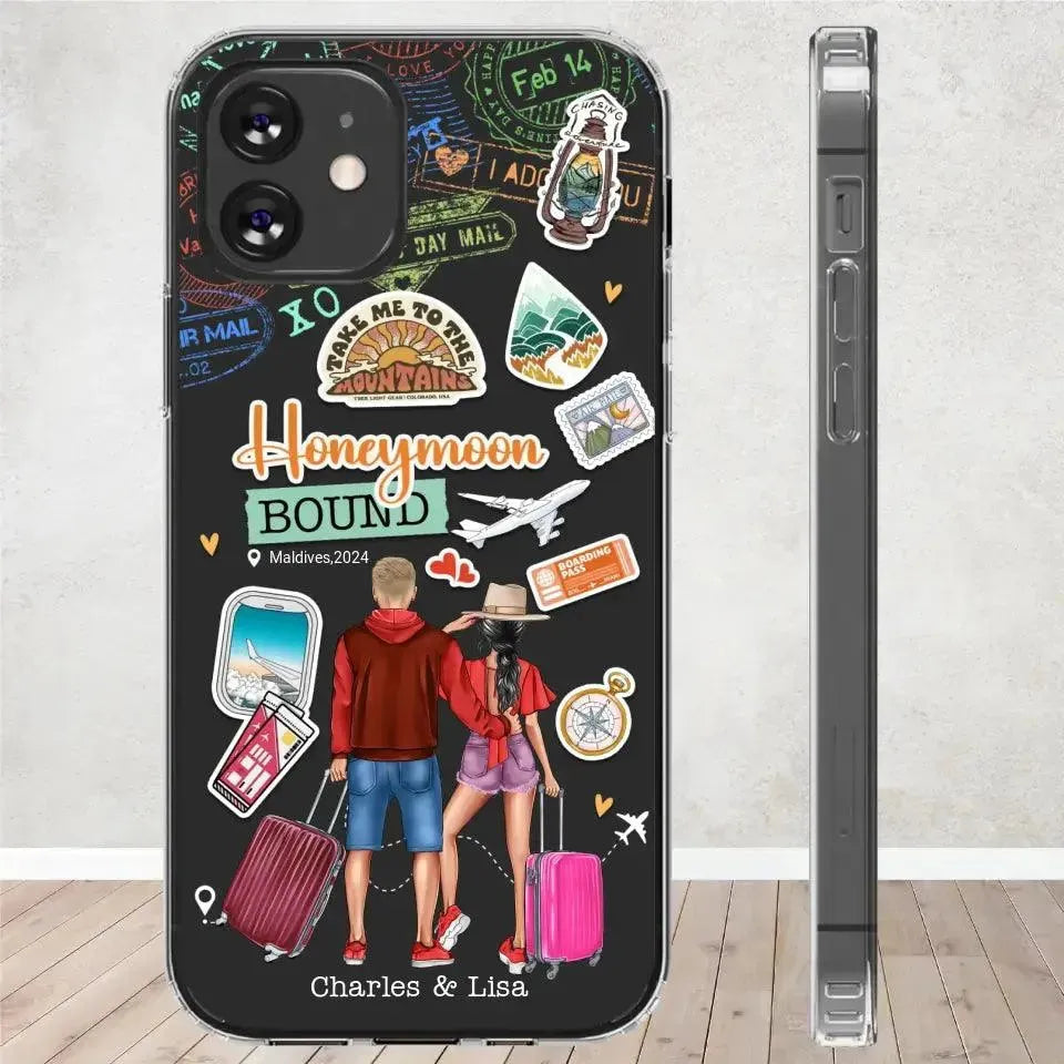 Honeymoon Bound - Personalized Gifts For Couples - Clear Phone Case from PrintKOK costs $ 27.99