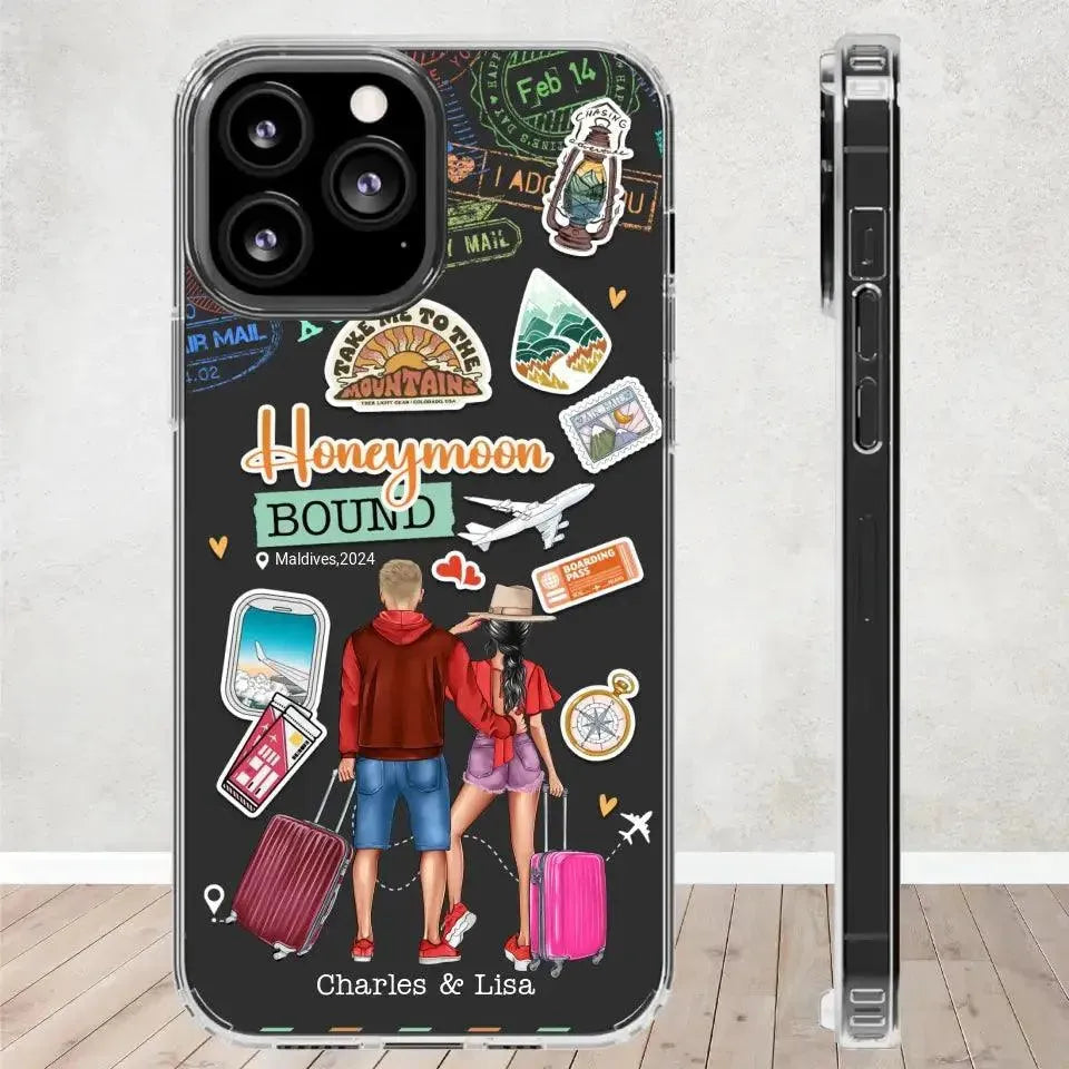 Honeymoon Bound - Personalized Gifts For Couples - Clear Phone Case from PrintKOK costs $ 27.99