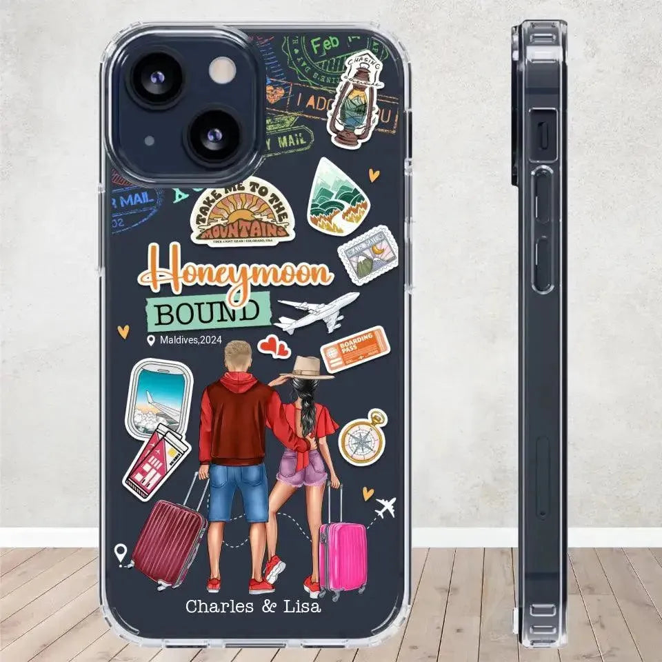 Honeymoon Bound - Personalized Gifts For Couples - Clear Phone Case from PrintKOK costs $ 27.99