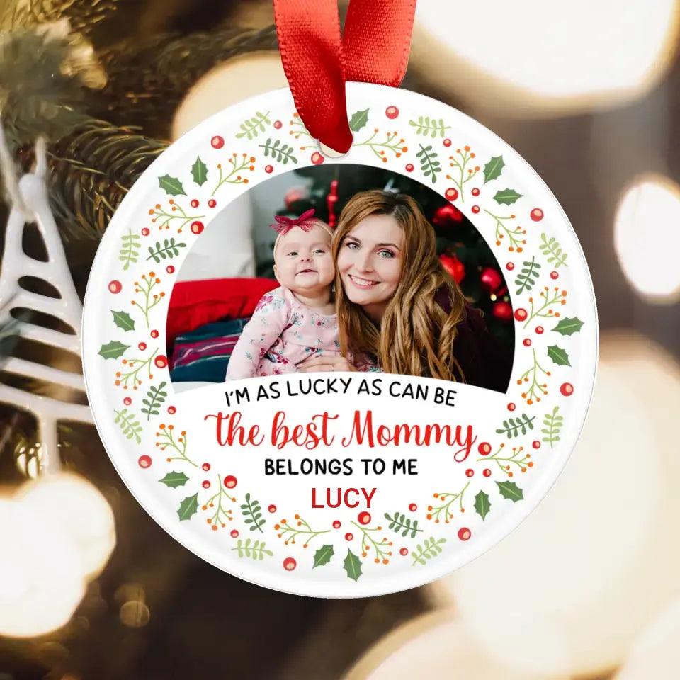 I'm As Lucky As Can Be - Custom Photo - Personalized Gifts For Mom - Glass Ornament from PrintKOK costs $ 23.99