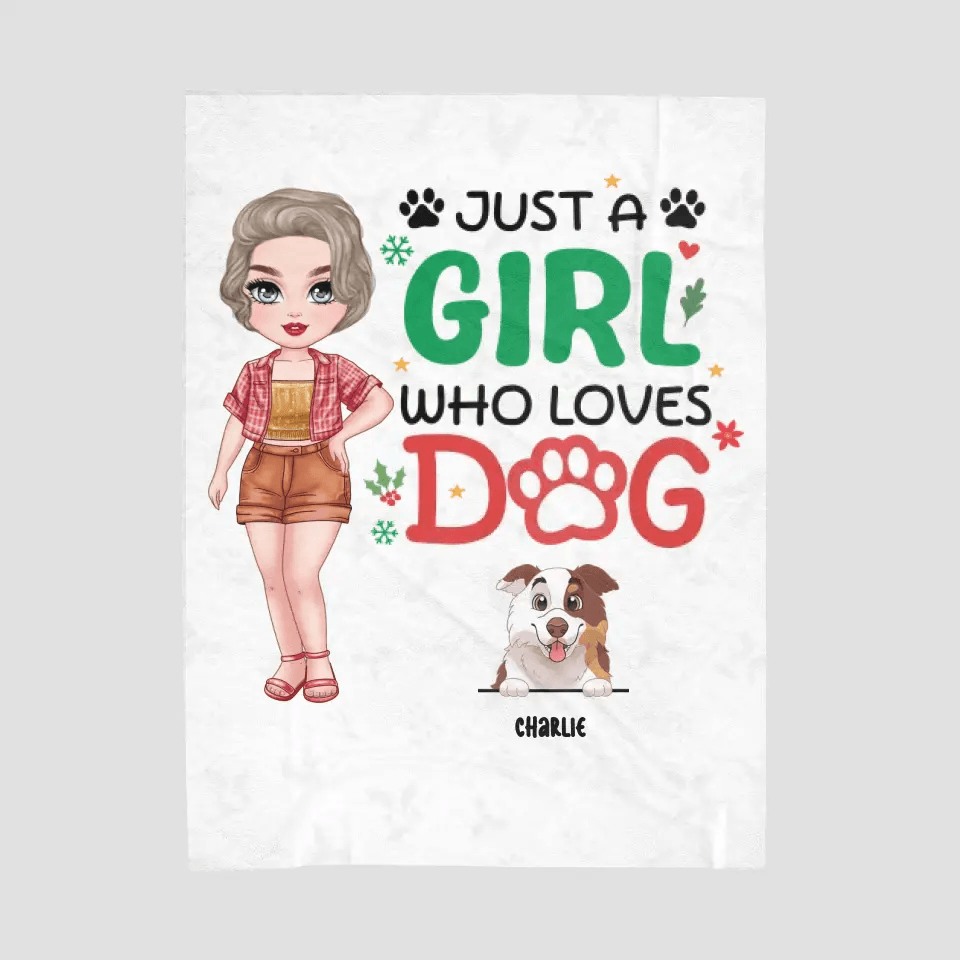 Just A Girl Who Loves Dog - Custom Name - Personalized Gifts For Dog Lovers - Blanket from PrintKOK costs $ 47.99