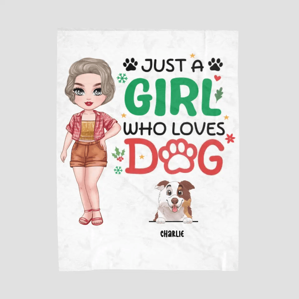 Just A Girl Who Loves Dog - Custom Name - Personalized Gifts For Dog Lovers - Blanket from PrintKOK costs $ 64.99
