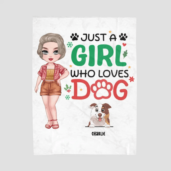 Just A Girl Who Loves Dog - Custom Name - Personalized Gifts For Dog Lovers - Blanket from PrintKOK costs $ 64.99