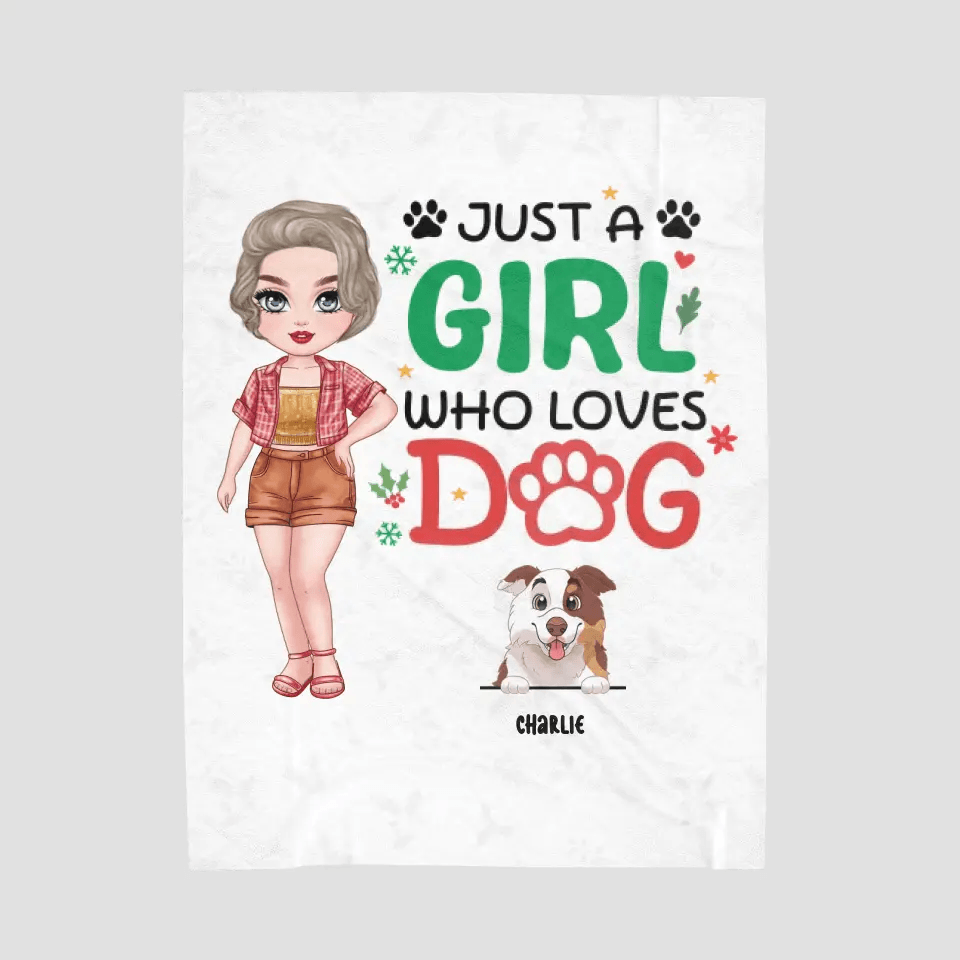 Just A Girl Who Loves Dog - Custom Name - Personalized Gifts For Dog Lovers - Blanket from PrintKOK costs $ 76.99