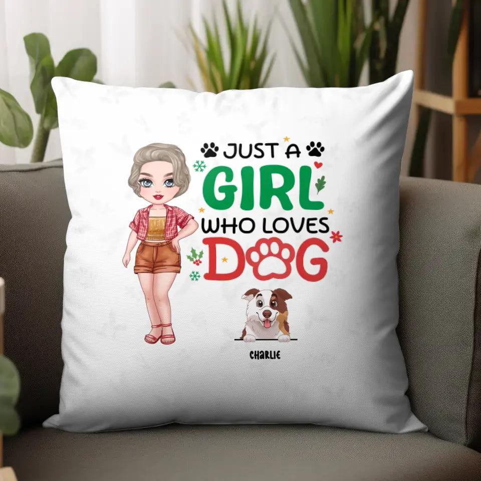 Just A Girl Who Loves Dog - Custom Name - Personalized Gifts For Dog Lovers - Pillow from PrintKOK costs $ 39.99
