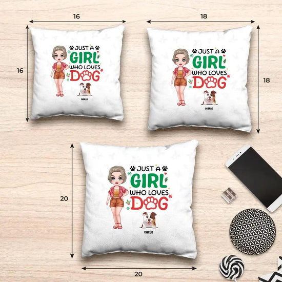 Just A Girl Who Loves Dog - Custom Name - Personalized Gifts For Dog Lovers - Pillow from PrintKOK costs $ 38.99