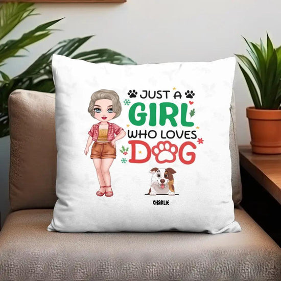 Just A Girl Who Loves Dog - Custom Name - Personalized Gifts For Dog Lovers - Pillow from PrintKOK costs $ 38.99