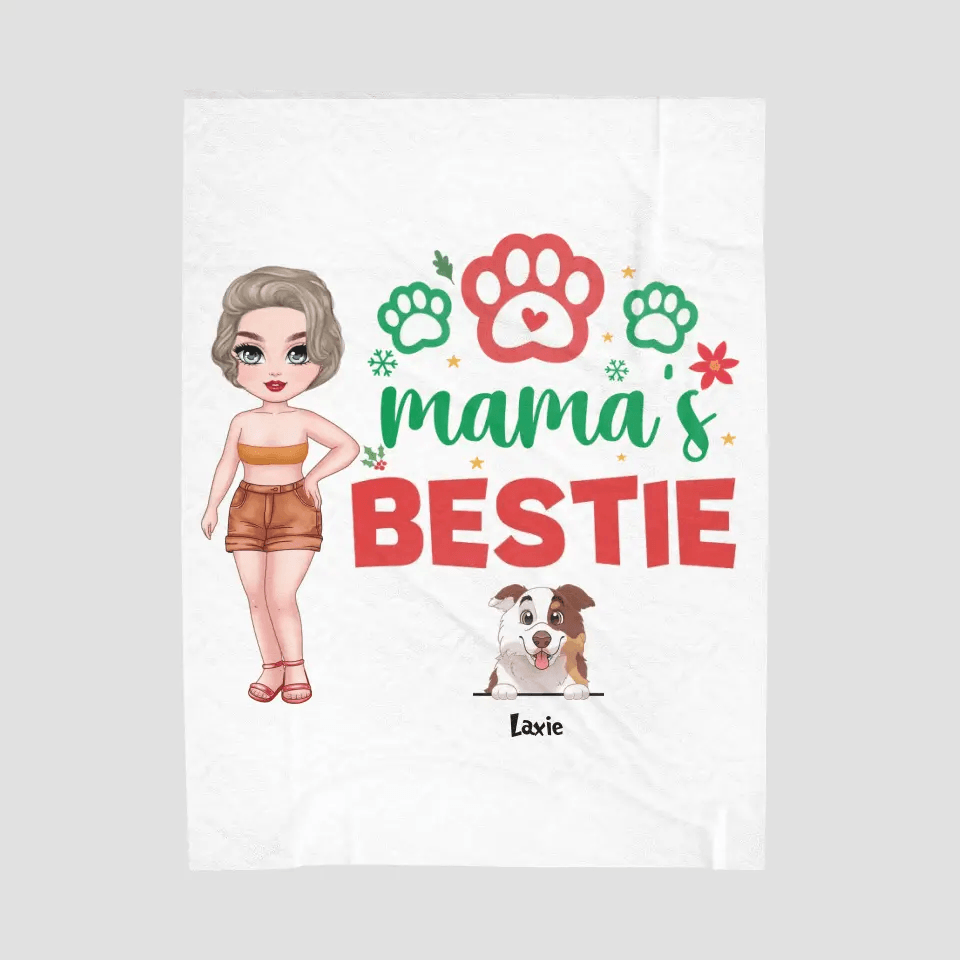 Mama's Bestie - Custom Name - Personalized Gifts For Dog Lovers - Blanket from PrintKOK costs $ 64.99