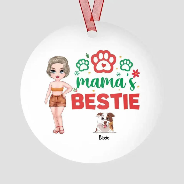 Mama's Bestie - Custom Name - Personalized Gifts For Dog Lovers - Metal Ornament from PrintKOK costs $ 19.99