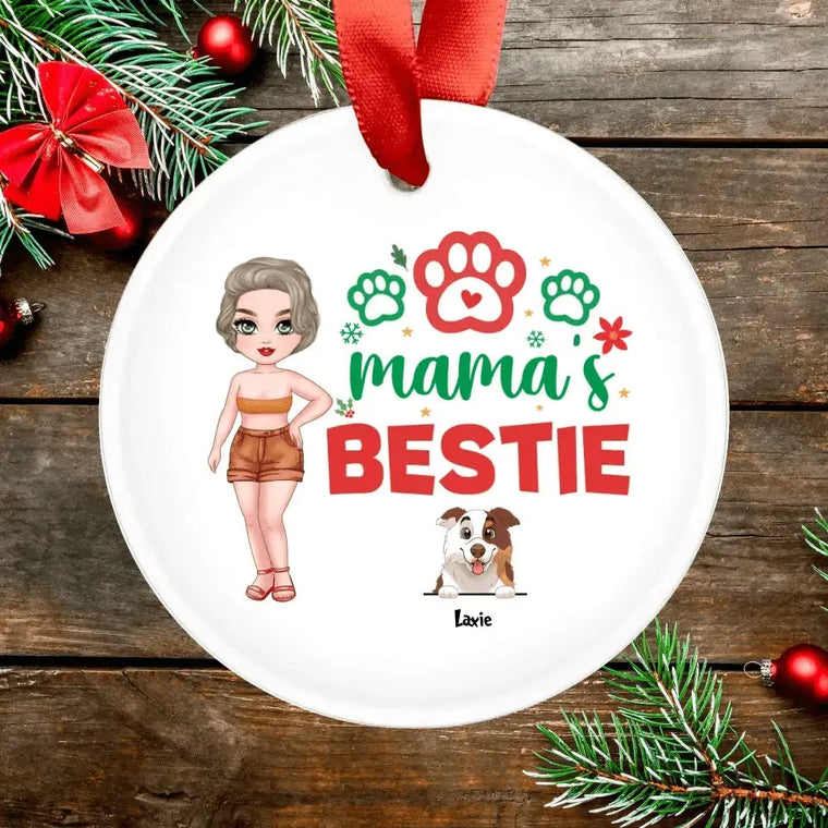 Mama's Bestie - Custom Name - Personalized Gifts For Dog Lovers - Metal Ornament from PrintKOK costs $ 19.99