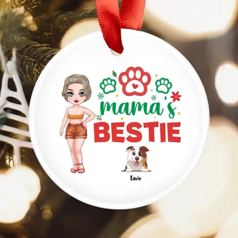 Mama's Bestie - Custom Name - Personalized Gifts For Dog Lovers - Metal Ornament from PrintKOK costs $ 19.99