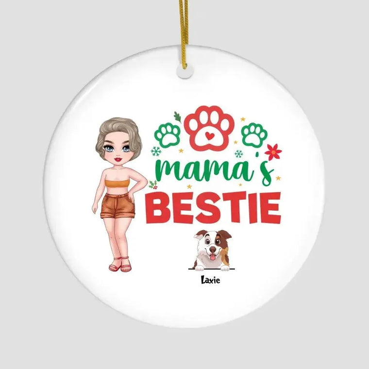 Mama's Bestie - Custom Name - Personalized Gifts For Dog Lovers - Metal Ornament from PrintKOK costs $ 23.99