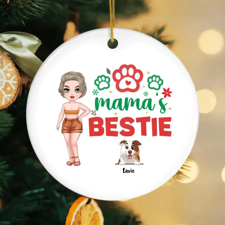 Mama's Bestie - Custom Name - Personalized Gifts For Dog Lovers - Metal Ornament from PrintKOK costs $ 19.99