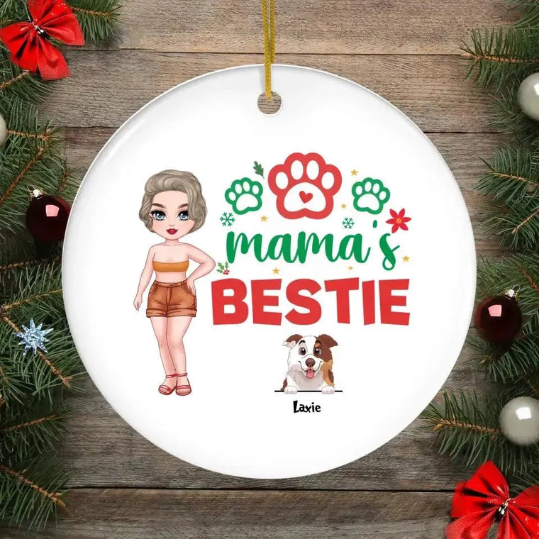 Mama's Bestie - Custom Name - Personalized Gifts For Dog Lovers - Metal Ornament from PrintKOK costs $ 19.99