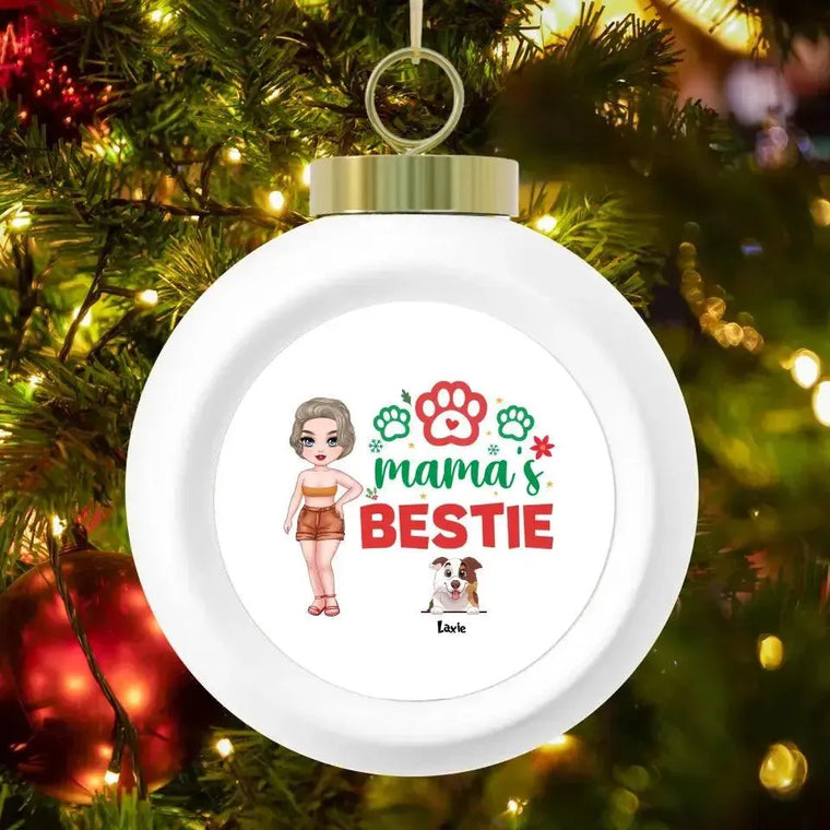 Mama's Bestie - Custom Name - Personalized Gifts For Dog Lovers - Metal Ornament from PrintKOK costs $ 19.99