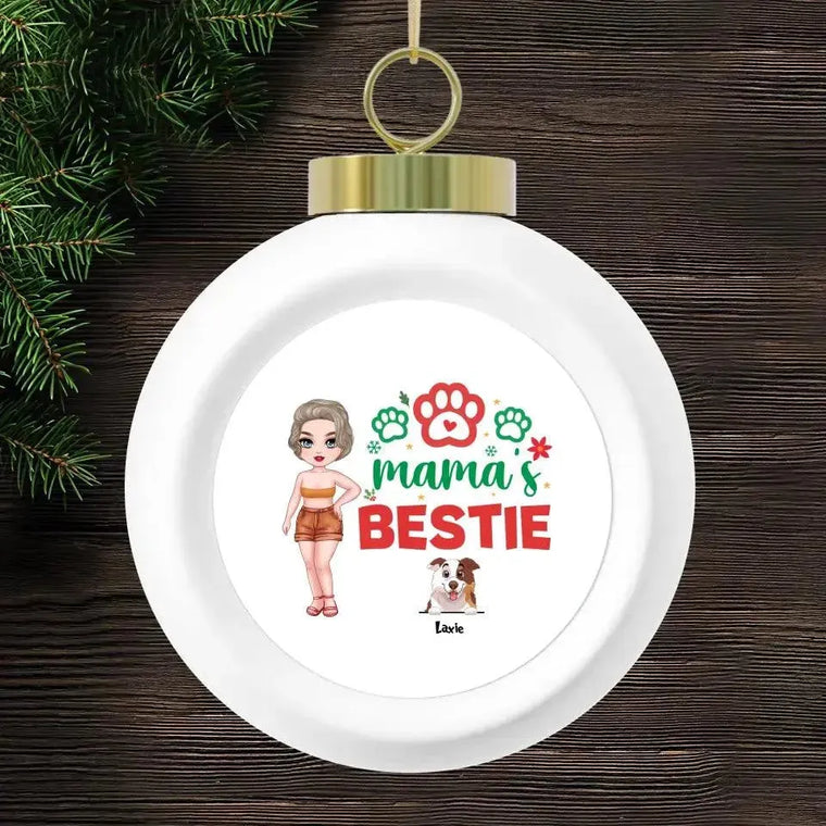 Mama's Bestie - Custom Name - Personalized Gifts For Dog Lovers - Metal Ornament from PrintKOK costs $ 19.99