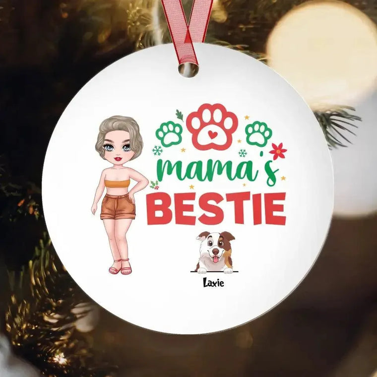 Mama's Bestie - Custom Name - Personalized Gifts For Dog Lovers - Metal Ornament from PrintKOK costs $ 19.99