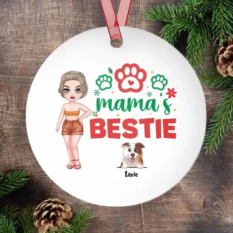 Mama's Bestie - Custom Name - Personalized Gifts For Dog Lovers - Metal Ornament from PrintKOK costs $ 19.99