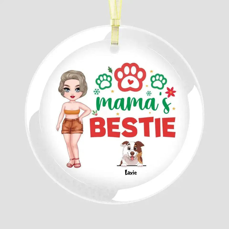 Mama's Bestie - Custom Name - Personalized Gifts For Dog Lovers - Metal Ornament from PrintKOK costs $ 26.99