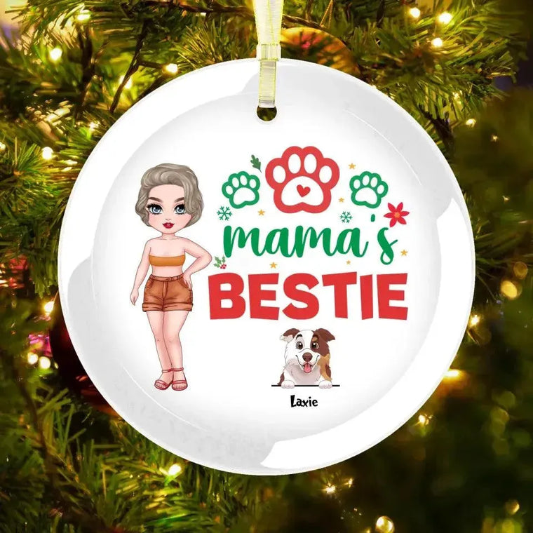 Mama's Bestie - Custom Name - Personalized Gifts For Dog Lovers - Metal Ornament from PrintKOK costs $ 19.99