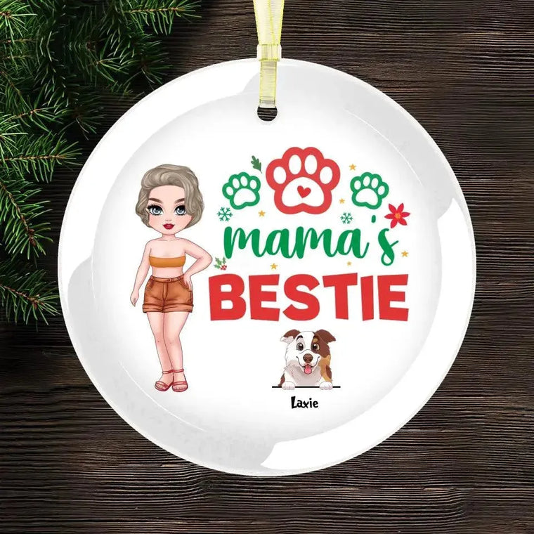 Mama's Bestie - Custom Name - Personalized Gifts For Dog Lovers - Metal Ornament from PrintKOK costs $ 19.99