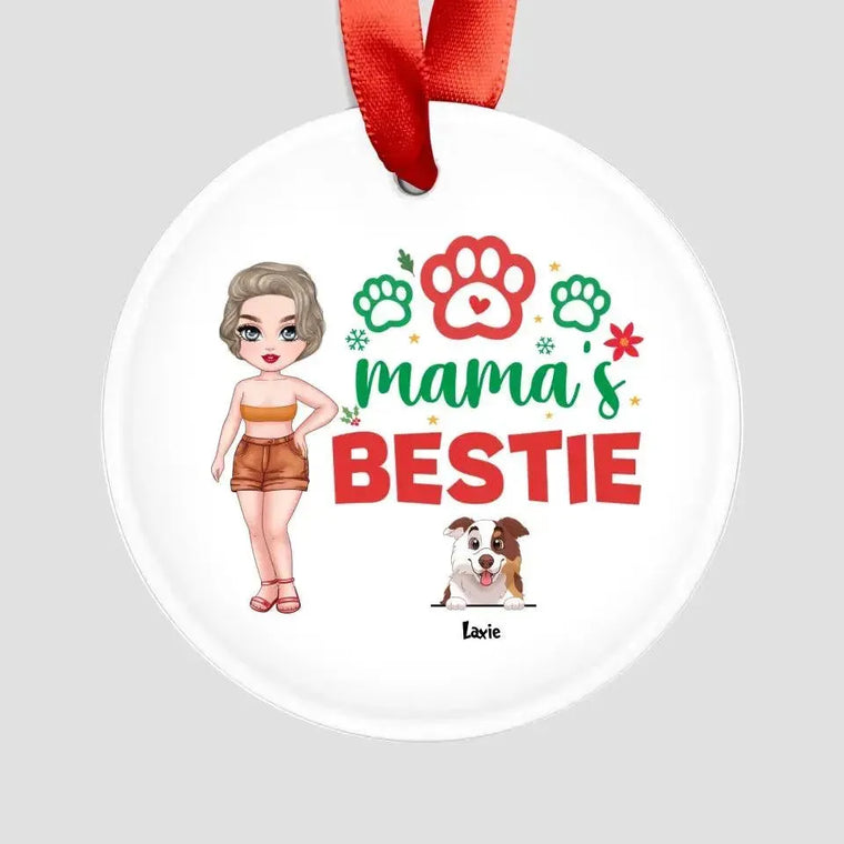 Mama's Bestie - Custom Name - Personalized Gifts For Dog Lovers - Metal Ornament from PrintKOK costs $ 23.99