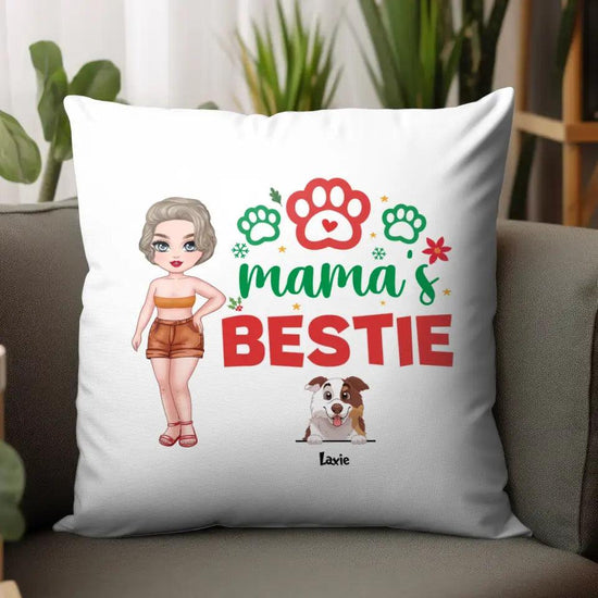 Mama's Bestie - Custom Name - Personalized Gifts for Dog Lovers - Pillow from PrintKOK costs $ 39.99