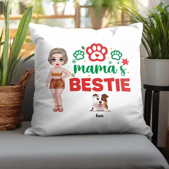 Mama's Bestie - Custom Name - Personalized Gifts for Dog Lovers - Pillow from PrintKOK costs $ 41.99