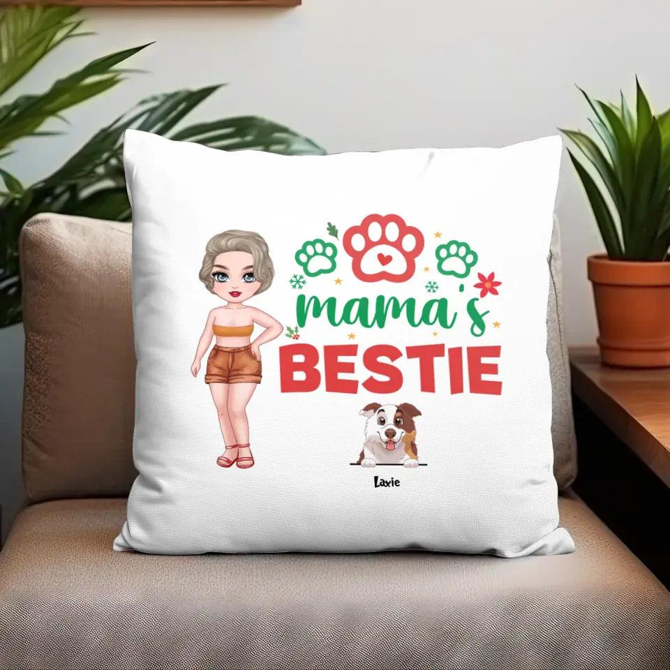 Mama's Bestie - Custom Name - Personalized Gifts for Dog Lovers - Pillow from PrintKOK costs $ 38.99