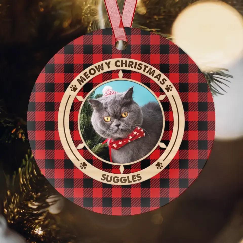 Meowy Christmas - Custom Photo - Personalized Gifts For Cat Lovers - Metal Ornament from PrintKOK costs $ 19.99