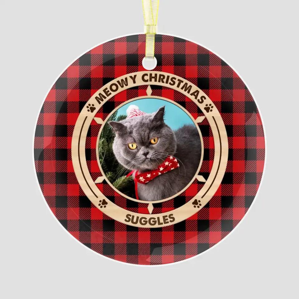Meowy Christmas - Custom Photo - Personalized Gifts For Cat Lovers - Metal Ornament from PrintKOK costs $ 26.99
