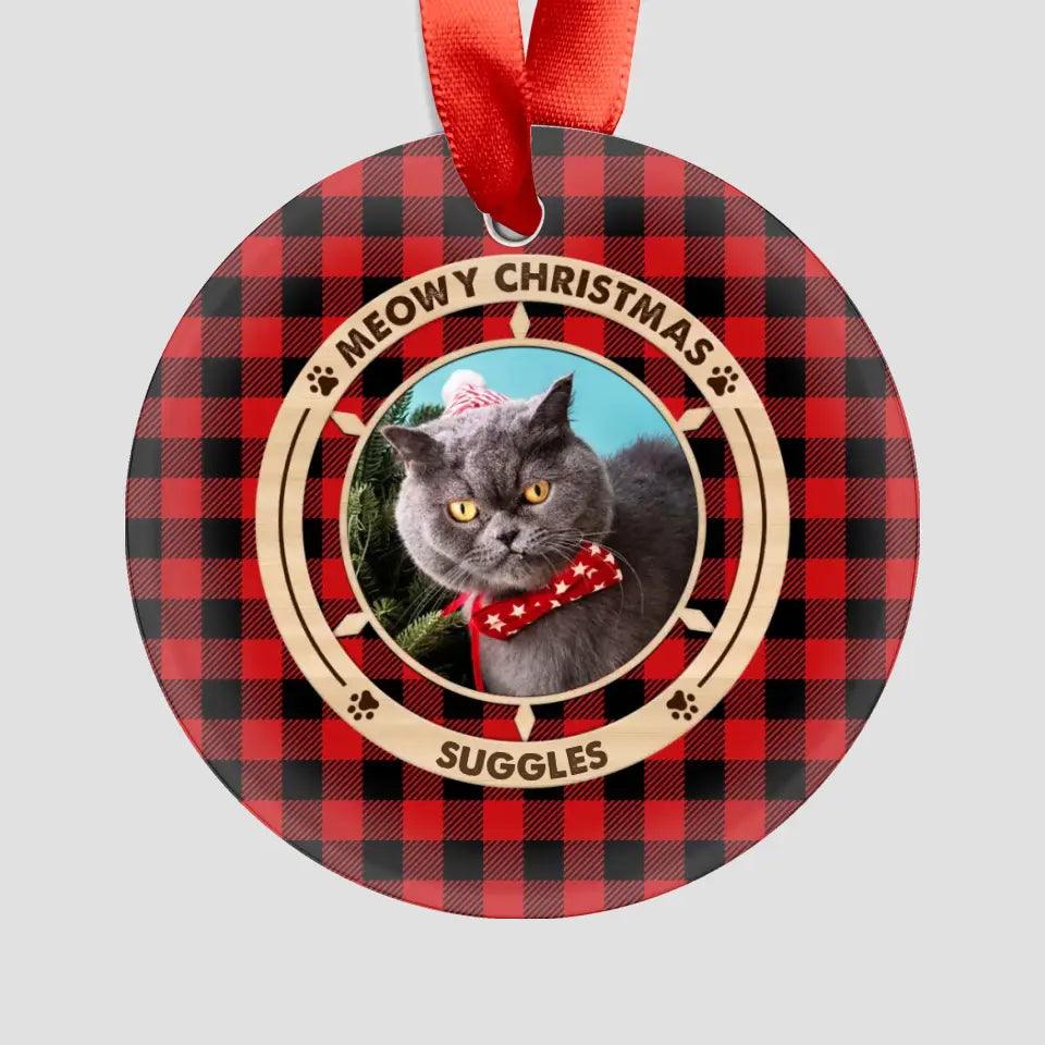 Meowy Christmas - Custom Photo - Personalized Gifts For Cat Lovers - Metal Ornament from PrintKOK costs $ 23.99