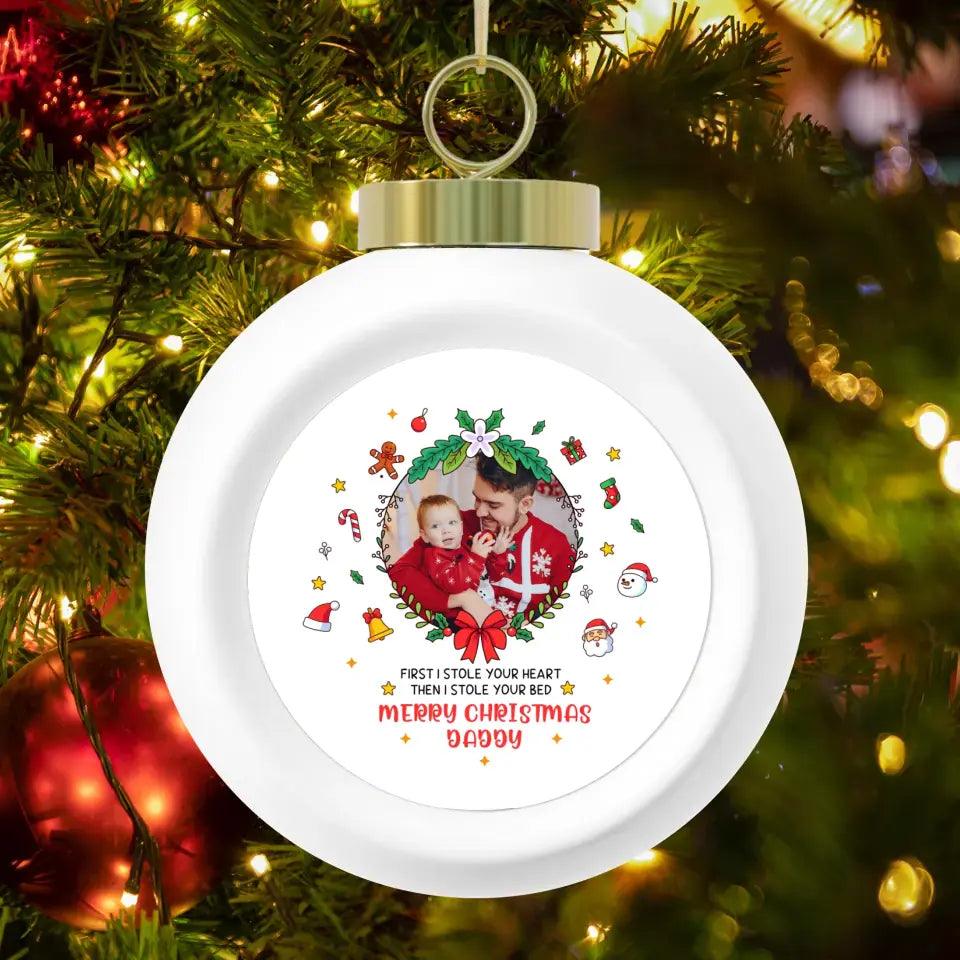 Merry Christmas Daddy - Custom Photo - 
 Personalized Gifts For Baby - Acrylic With Ribbon Ornament from PrintKOK costs $ 23.99
