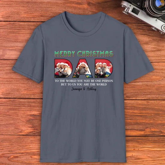 Merry Christmas Daddy - Custom Photo - Personalized Gifts For Dad - Family T-Shirt from PrintKOK costs $ 29.99