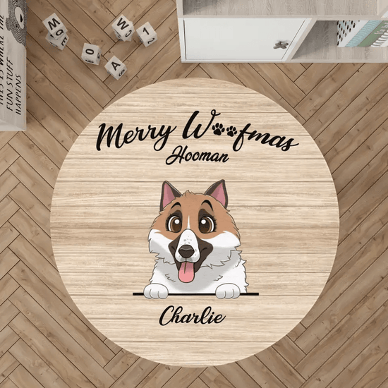 Merry Woofmas - Custom Name - Personalized Gifts For Dog Lovers - Area Rug from PrintKOK costs $ 50.99