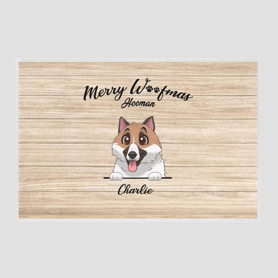 Merry Woofmas - Custom Name - Personalized Gifts For Dog Lovers - Area Rug from PrintKOK costs $ 101.99