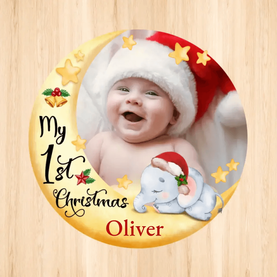 My First Christmas - Custom Photo - Personalized Gifts For Baby - Ceramic Ornament from PrintKOK costs $ 23.99