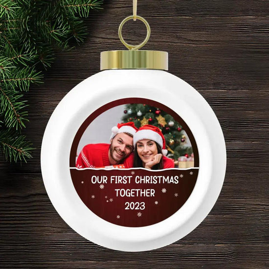 My First Christmas Together - Custom Photo - Personalized Gifts For Couple - Metal Ornament from PrintKOK costs $ 19.99