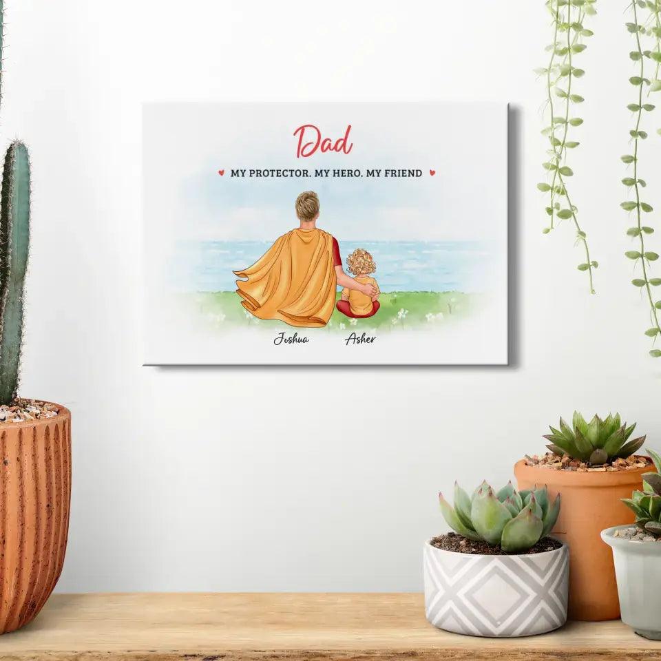 My Protector - Custom Name - Personalized Gifts For Dad - Canvas Photo Tiles from PrintKOK costs $ 24.99